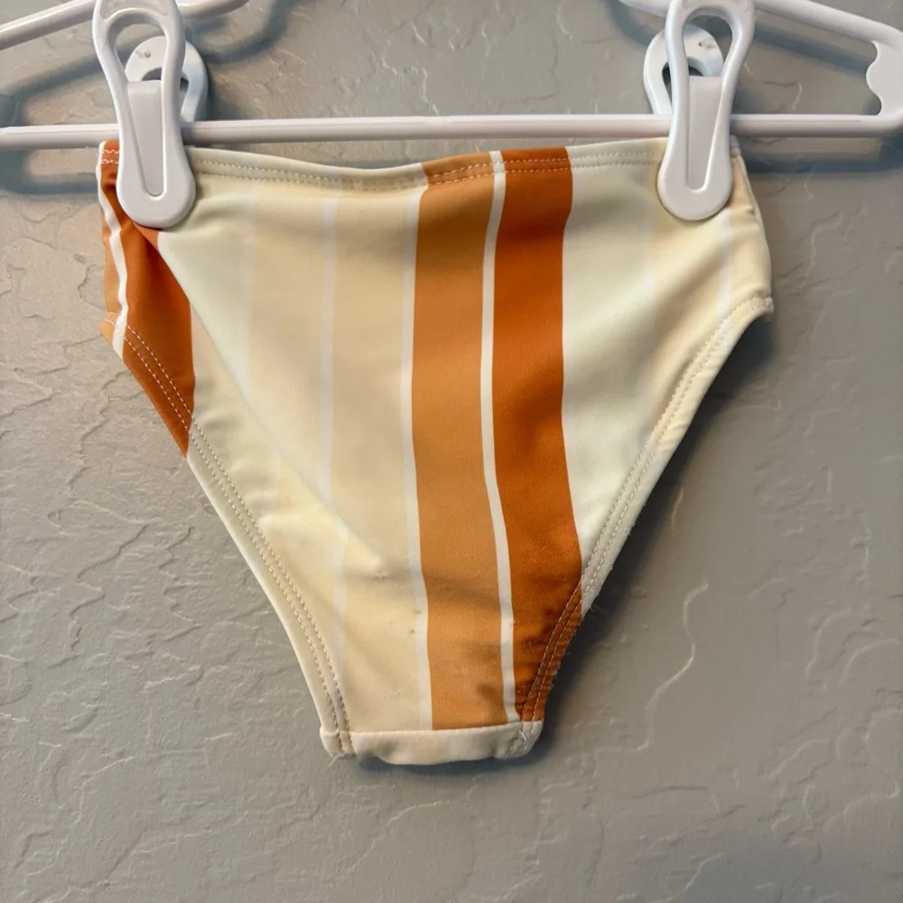 Roco Swim neutral striped cross back bikini two piece swimsuit size 12-18 months